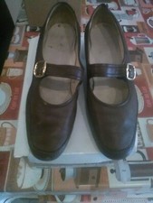 lotto 302b scarpe classiche decoltè donna vero cuoio GIKI n.40 marroni tacco 3