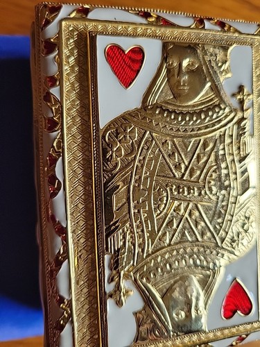 Edgar Berebi Queen Of Hearts Card Box Limited Edition Gold Plate Enamel READ - Picture 6 of 24