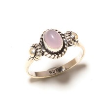 Valentine's Day Rose Quartz Gemstone 925 Sterling Silver Handmade Ring All Size
