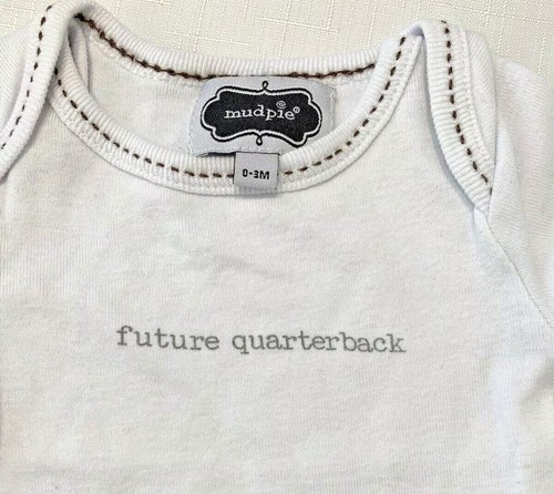 Mud Pie Baby Boys 0-3 Months White Future Quarterback Football Bodysuit - Picture 5 of 6