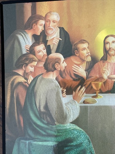 Cuadro Placa Pequeña Acabado Brillante Jesús La Última Cena De Colección 8 X 6 pulgadas - Imagen 4 de 7