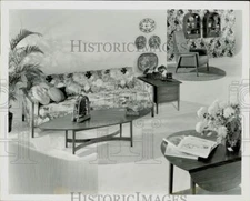1962 Press Photo Living room decorated in Cohama's new "Caribe" fabric choices.