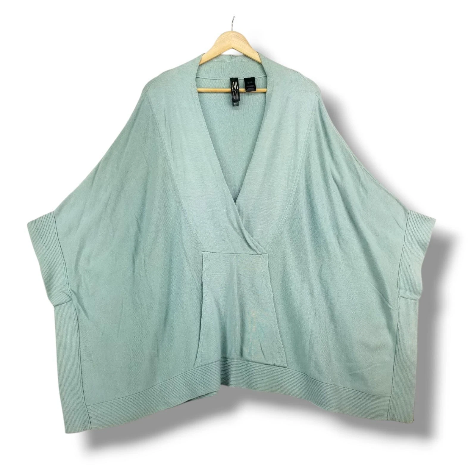Marla Wynne Poncho Sweater M/L Medium/Large Pale Soft Blue Viscose blend
