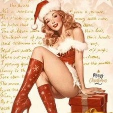 A4 Paper Decoupage CHRISTMAS PINUP GIRL Paper Designs Italy Same Day Shipping