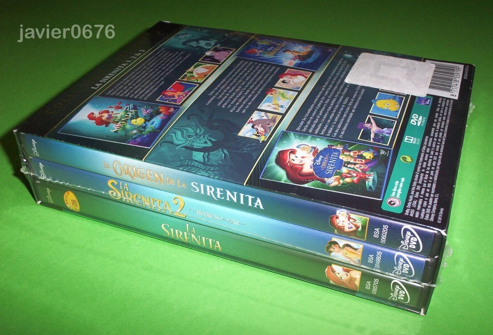 LA SIRENITA DISNEY COLECCION 3 PELICULAS EN DVD PACK NUEVO Y PRECINTADO - Imagen 4 de 4