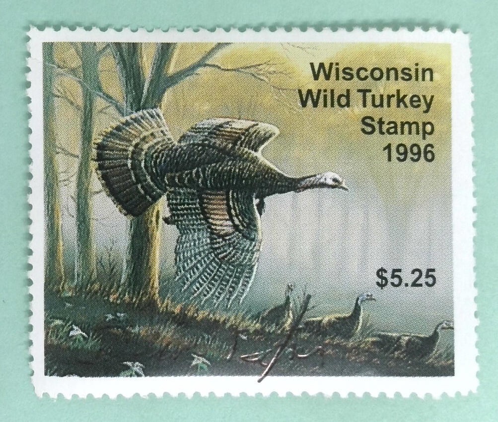 1996 Wisconsin DNR Wild Turkey Hunting License Stamp | eBay