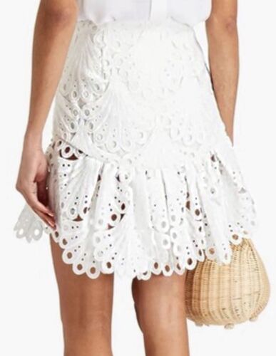 NWOT MAJE Julie Guipure Eyelet Lace Mini Skirt White Ecru $250 Ruffle 38 6 US - Picture 2 of 8