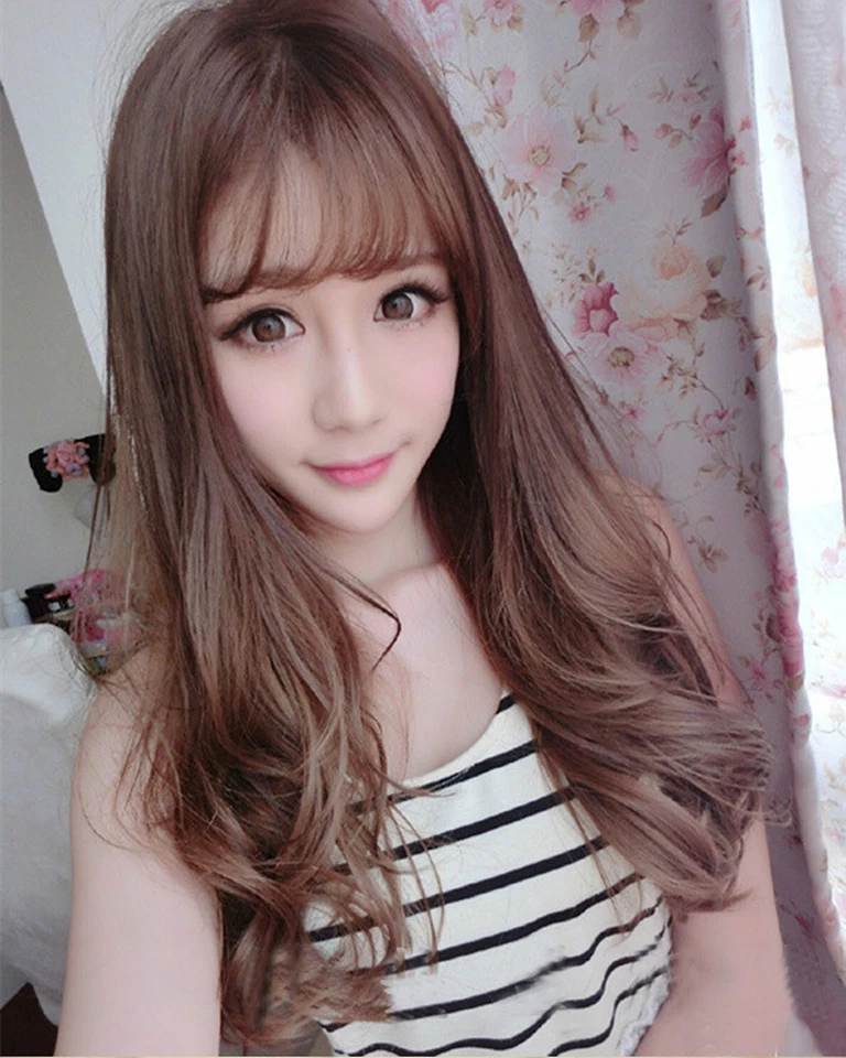 Women Girls Lady Natural Fringe Cosplay Costume Party Curly Long Full Hair Wigs  - Image 2 of 4