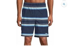 NWT- Speedo Mens Hydro Volley Swim Shorts Speedo Peacoat Stripe, 2XL 
