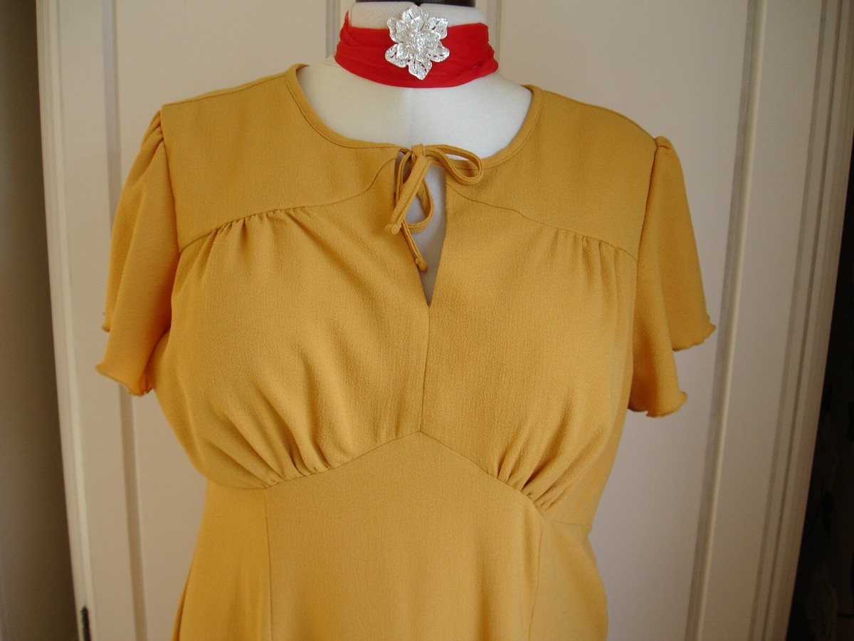 House of Foxy 1940s Style Grable Dress Mustard UK 20 NEW