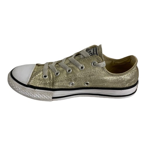 Converse Chuck Taylor All Star Kids Sz 2 Gold Sparkle Low Top Tennis Shoe - Picture 5 of 13