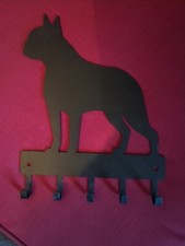 Bulldog Dog Leash Hanger Metal Wall Key Rack Holder 5 Hooks Black