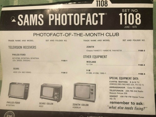 Sams Photofact Podręczniki serwisowe telewizji i radia (1100-1199) ZAKTUALIZOWANE - Zdjęcie 13 z 106