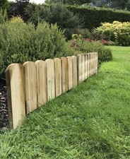 Wooden Picket Border Fence Log Edging Garden Wood Border Fencing Lawn Roll  2Pcs