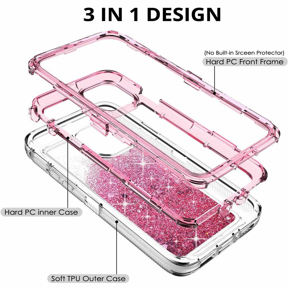 Funda protectora brillante a prueba de golpes para teléfono iPhone 15 14 13 12 11 Pro Max XR 8 Foto 3 de 4