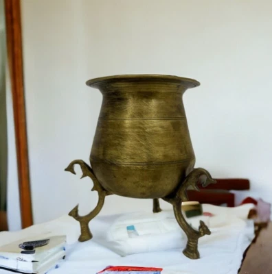 Vase En Laiton Vintage Fait Main En Forme De Paon Décoration D'Intérieur - Photo 1/4