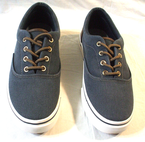 Tober blau Canvas Sneaker Low Top Mode Schuhe weiche Innensohle Freizeit Gr. 8,5 NEU - Bild 2 von 15