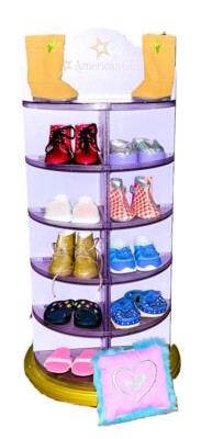 American Girl Truly Me SO MANY SHOES STORAGE TOWER + 10 Pairs of Shoes/Boots EUC
