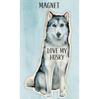 #ad NEW Dog Shaped Magnet Love My Husky Sign Plaque $1.50