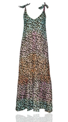 JULIET DUNN Tie Dye Leopard Print Maxi Dress - Tur