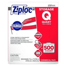 Ziploc Storage Bags For Food Organization and Storage Double Zipper Quart 500...