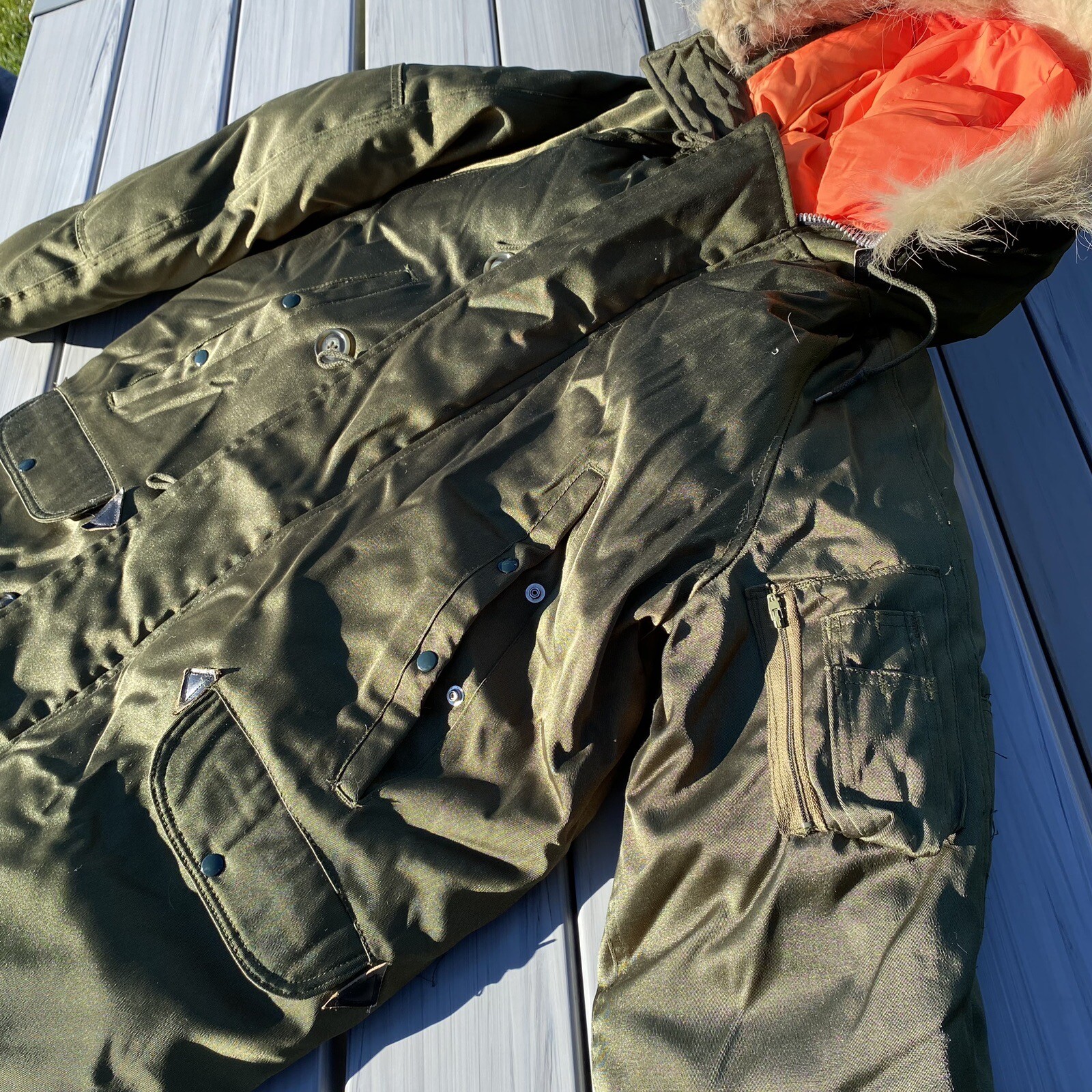 VTG N3B PARKA Extreme Cold Weather Snorkel Fur Hood Golden Fleece Sz