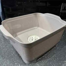 Dishwashing Bowl Self Drain Plug Caravan Kitchen Sink Dish Washing Up Bowl Beige