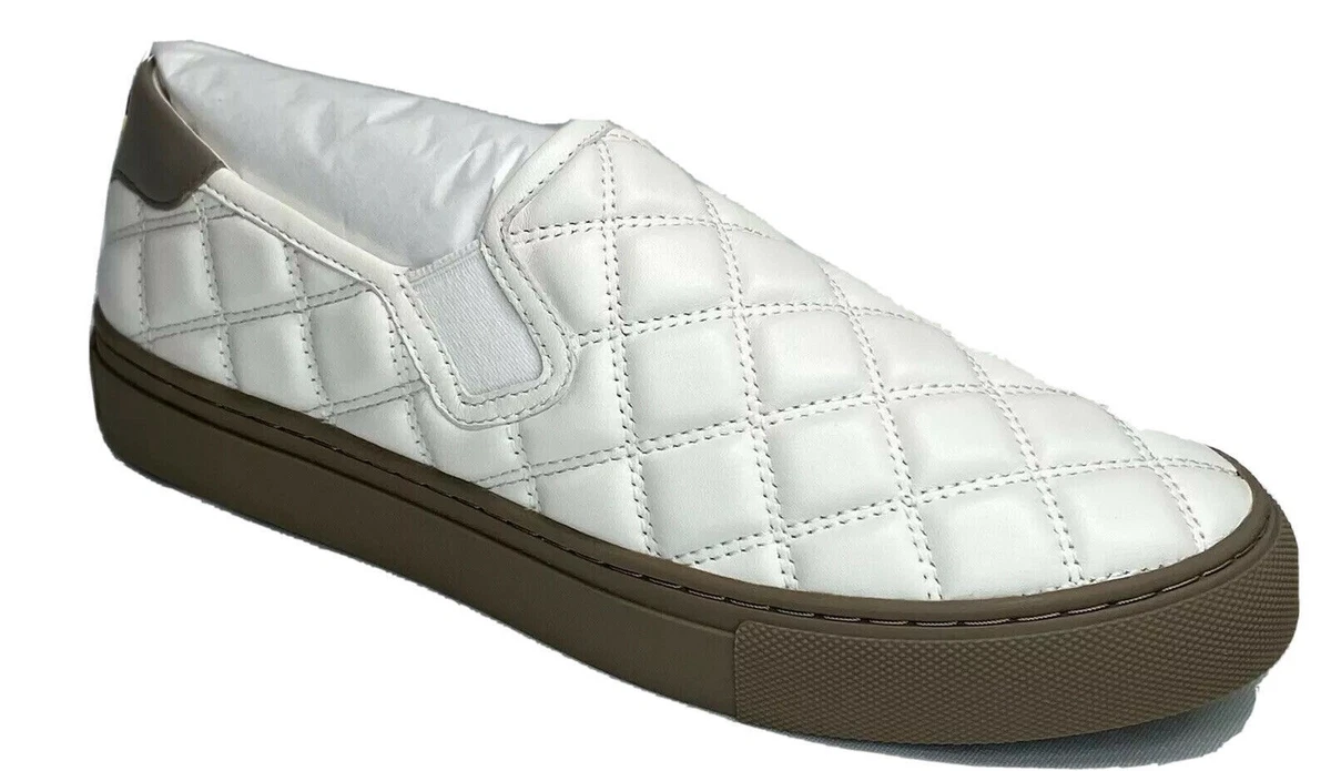 Tory Burch Willa Quilted Slip On Sneaker White Gray Leather 7 NIB BRAND NEW