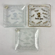 Svend Jensen of Denmark Danish Glass 3 Small Square Trinket Dishes Vintage