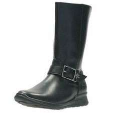 Image of * SALE * GIRLS CLARKS MARIEL STAR BLACK LEATHER LONG BOOT