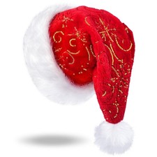 Hikkcos Red Santa Hat Christmas Hats for Adults Sequin Medium, Firework