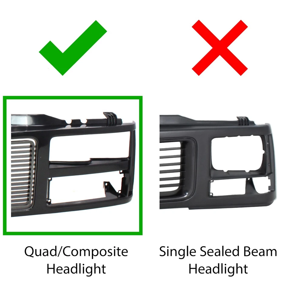 Grille For 88-99 GMC K1500 C1500 Black Plastic Fits Models with Dual Headlight - Image 2 of 4