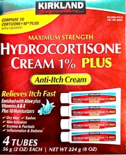 Kirkland Signature Hydrocortisone Cream 1% Plus Anti Itch 4 x2 Oz EXP 05/2027