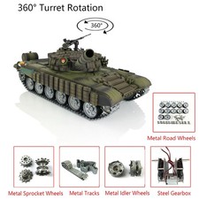 Henglong 1/16 7.0 RC RTR Battle Tank T72 3939 W/Armor Metal Tracks 360° Turret