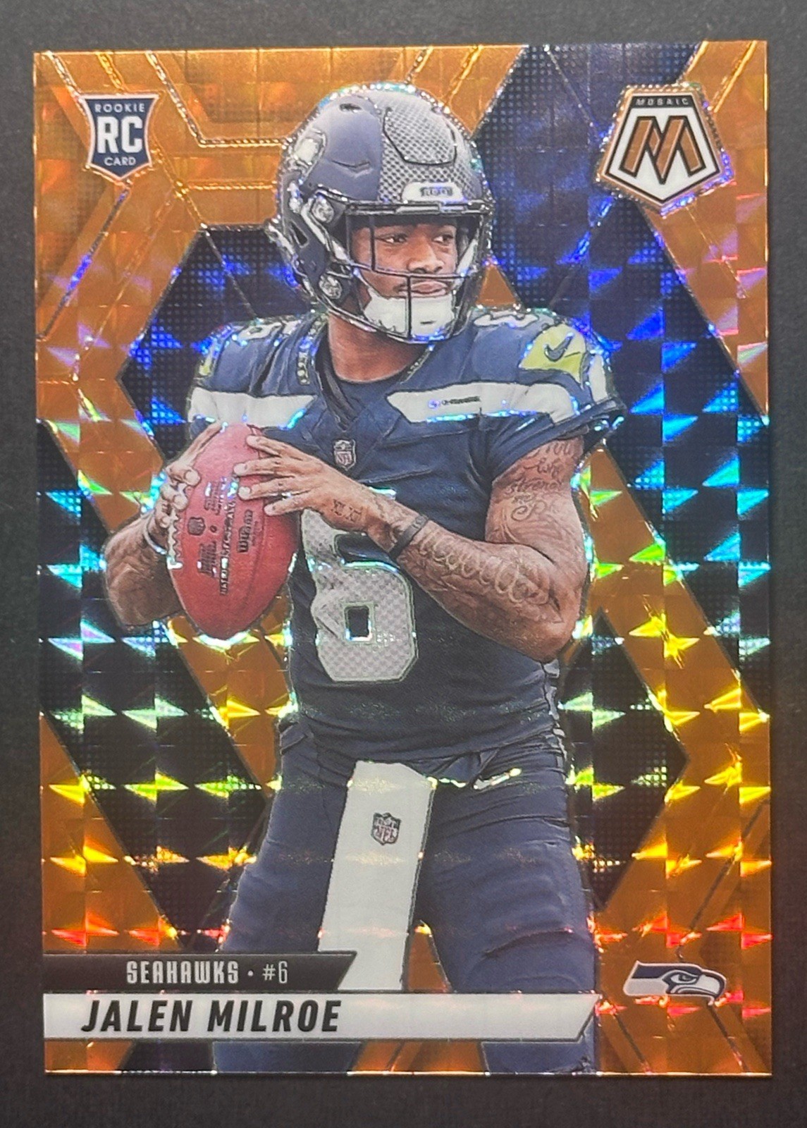 2025 Panini Mosaic - Jalen Milroe #322 Orange Mosaic Prizm 34/199 RC
