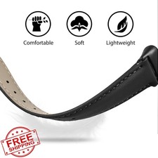 Farluya Leather Watch Band for Fitbit Charge 6/5 Women Men Brown