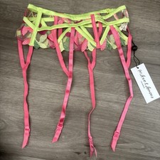 For Love and Lemons Petunia Neon Festival Embroidered Garter Belt XXS NWT