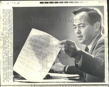 1969 Press Photo Comp. Gen. James Bentley studies arson incidents at Dahlonega