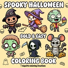 Spooky Halloween Coloring Book: Bold Easy Cute Designs for Kids Adults 45