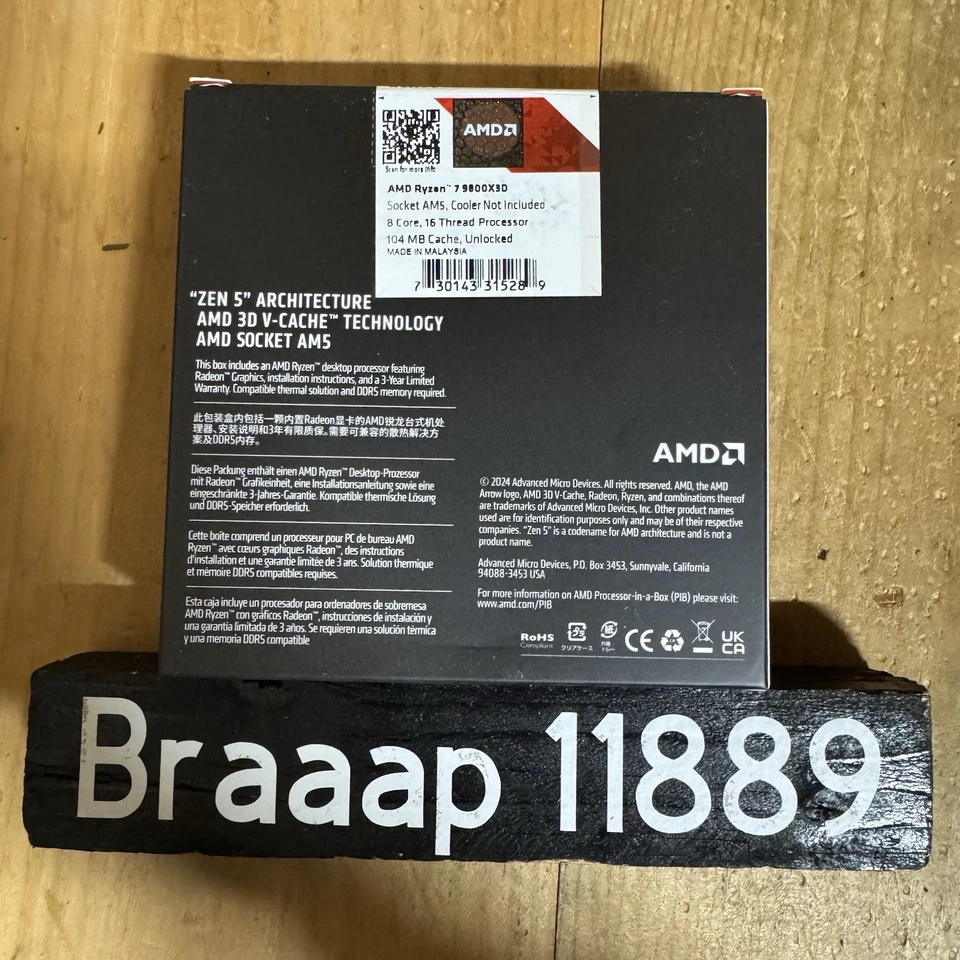 AMD Ryzen 7 9800X3D AM5 4.70GHz To 5.2GHz 8-Core 16 Thread Desktop Processor NEW - Image 4 of 4