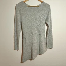 InCashmere 100% Cashmere Asymmetrical Tunic Sweater sz M Light Gray Lux Cozy