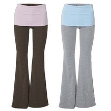 Women Colorblock Elastic Waist Flared Yoga Pants Fitted Yoga Leggings Sweatpants