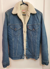 Vintage 70s Levi's Denim Trucker Jacket Sherpa-Lined / Womens Large Size 36