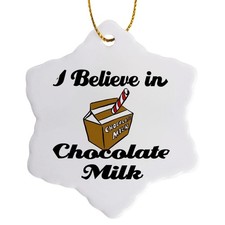 3dRose orn 105031 1 I Believe in Chocolate Milk-Snowflake Ornament, 3-Inch,