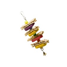 Durable Bamboo Parrot Toy Hanging Block for Pet Chewing and Bird Exercise