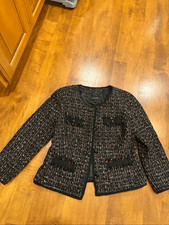 Talbots Size 6 Black Multicolor Tweed Wool Blend Lady Jacket Blazer