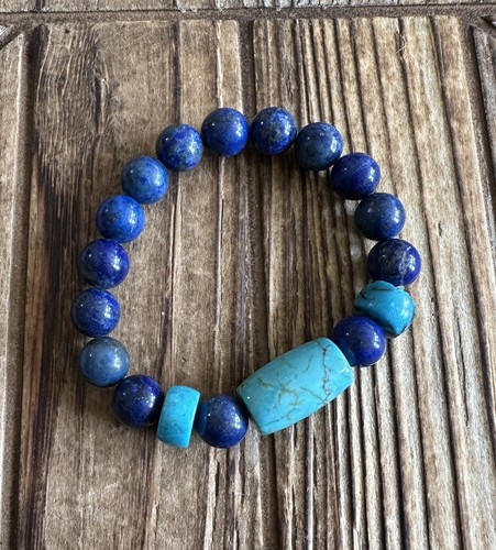 Jay King Mine Finds Lapis and Turquoise Stretch Bracelet, New - Picture 3 of 5