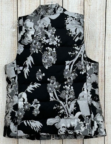 Chicos Applique Jacquard Puffer Vest Size Size Small Sleeveless Pockets - Picture 4 of 11