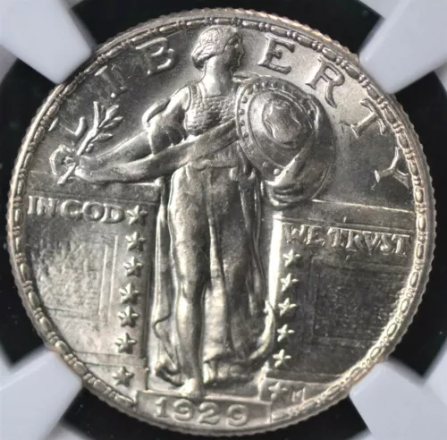 1929 STANDING LIBERTY QUARTER NGC MS 62 FULL HEAD BLAZING WHITE LUSTER NICE FULL