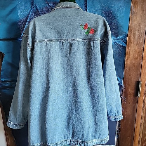 Grandma core flower patch rose cabin creek large Chore coat denim 1990's Kitsch - Picture 10 of 21
